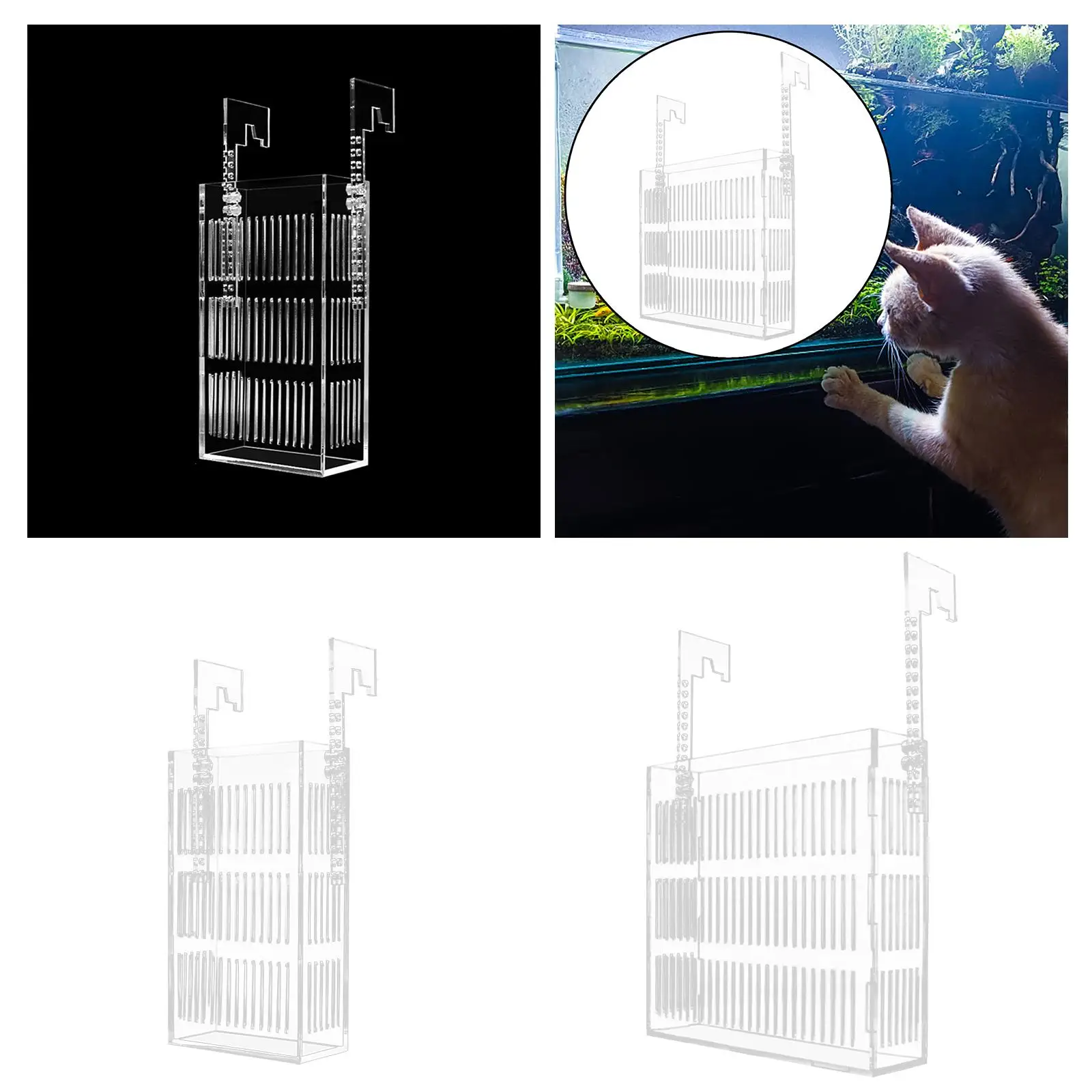 Breeder Box Acrylic Holder Nursery Fish Tank Hatching Incubator Fish Breeding Tanks Clear for Baby Fishes Clownfish Shrimp Betta