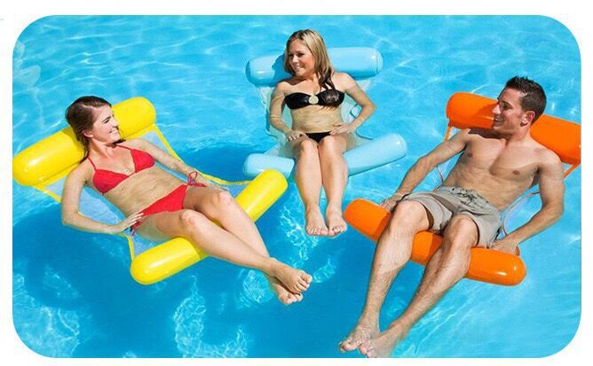 Title 7, Inflatable Floating Water Hammock Float Pool Lo...