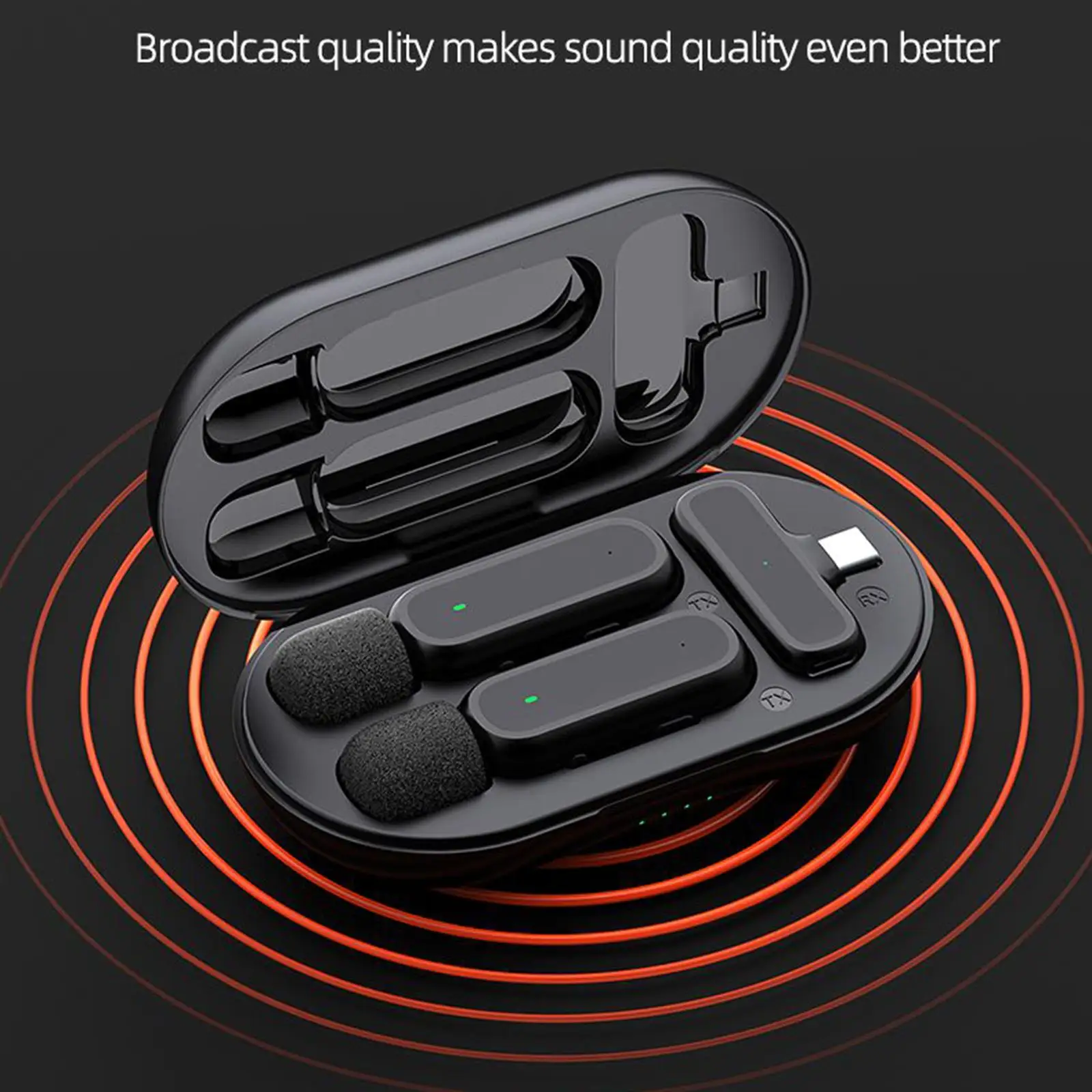 Wireless Lavalier Microphone Type C with Charging Box for Tiktok Live Steam Clip On