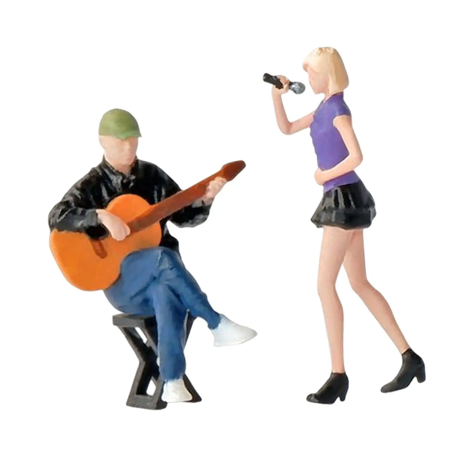 1:64 Guitarist and Singer Model Figures Miniature Street Singer Model Realistic for Micro Landscapes Accessories Decoration