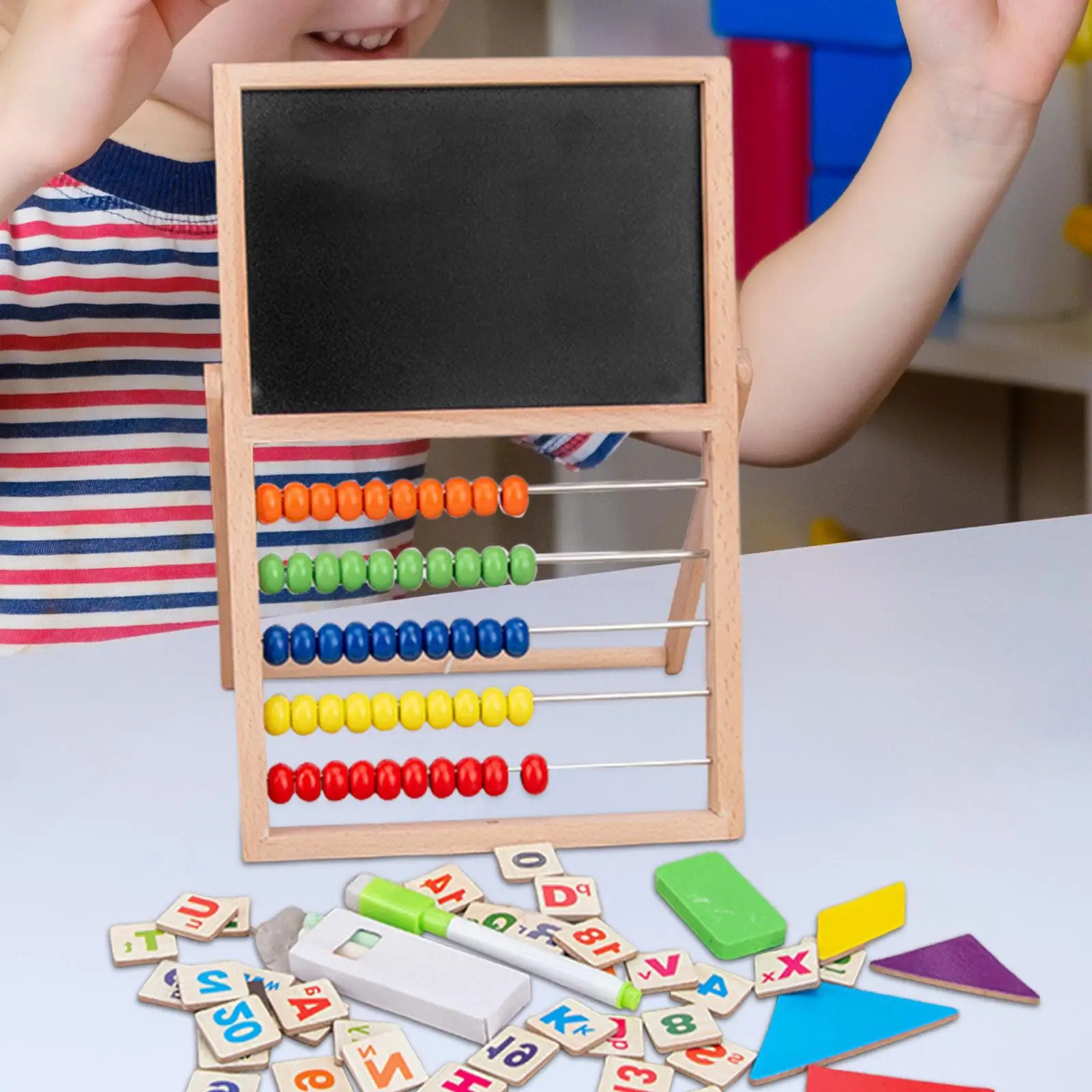 Math Learning Toys Brushes Chalk Drawing Board Abacus Abacus Calculation Stand for Learning Preschool Early Childhood Education
