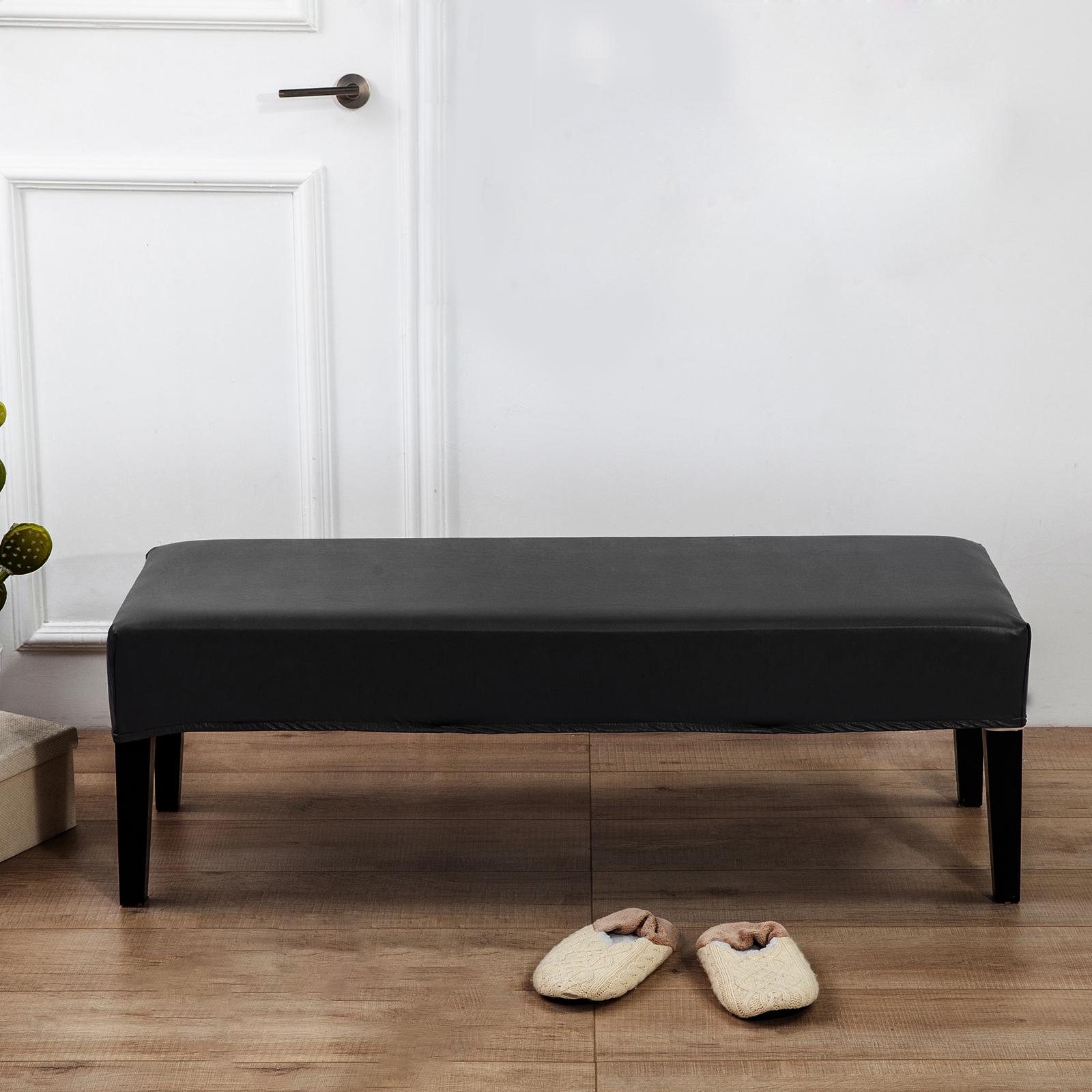 Soft Dining Bench Cover PU Rectangle Upholstered Removable Bedroom Kitchen Bench Long Seat Slipcover Decor