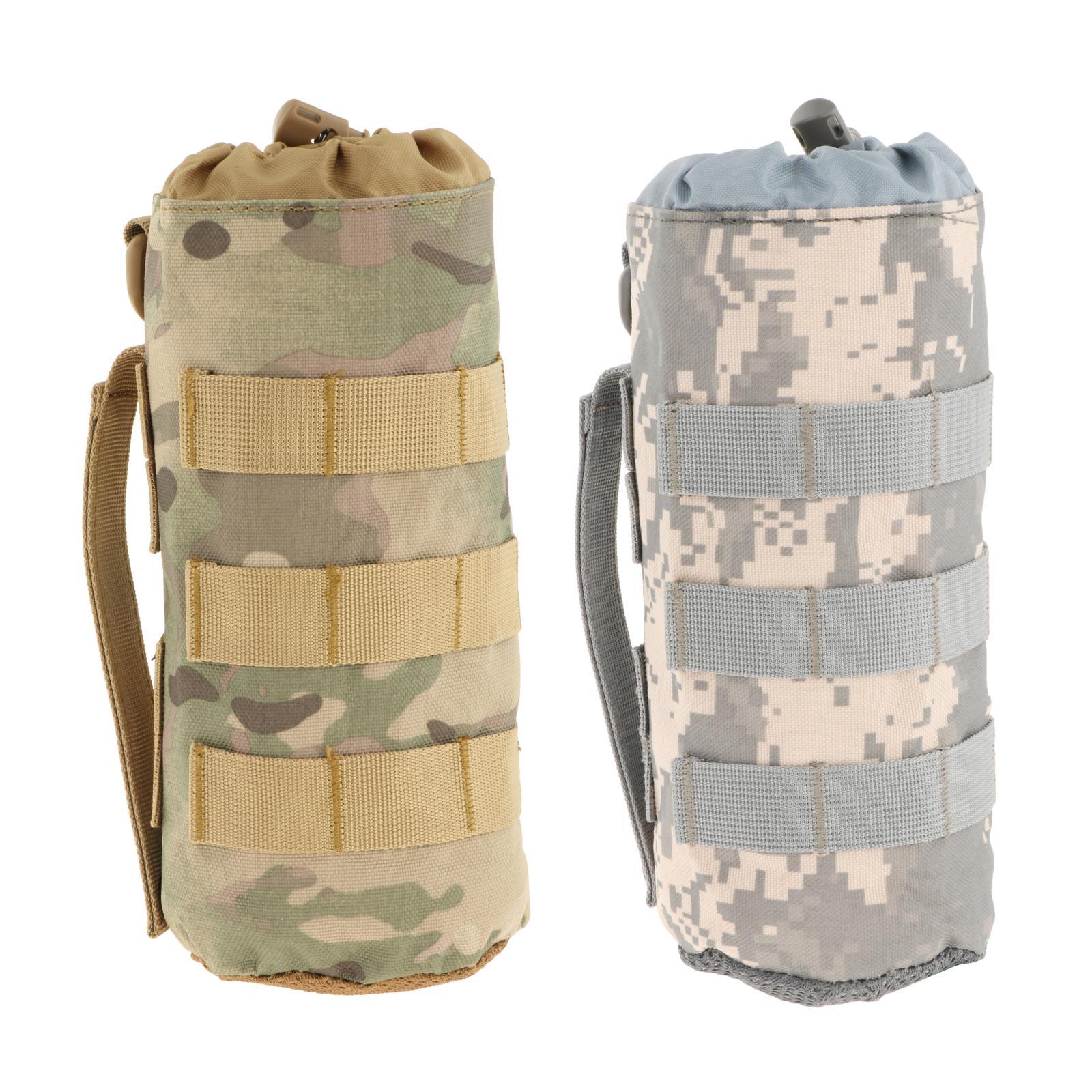 Molle Water Bottle Pouch Bag Military Outdoor Travel Hiking Drawstring Water Bottle Holder Kettle Carrier Bag for Adults