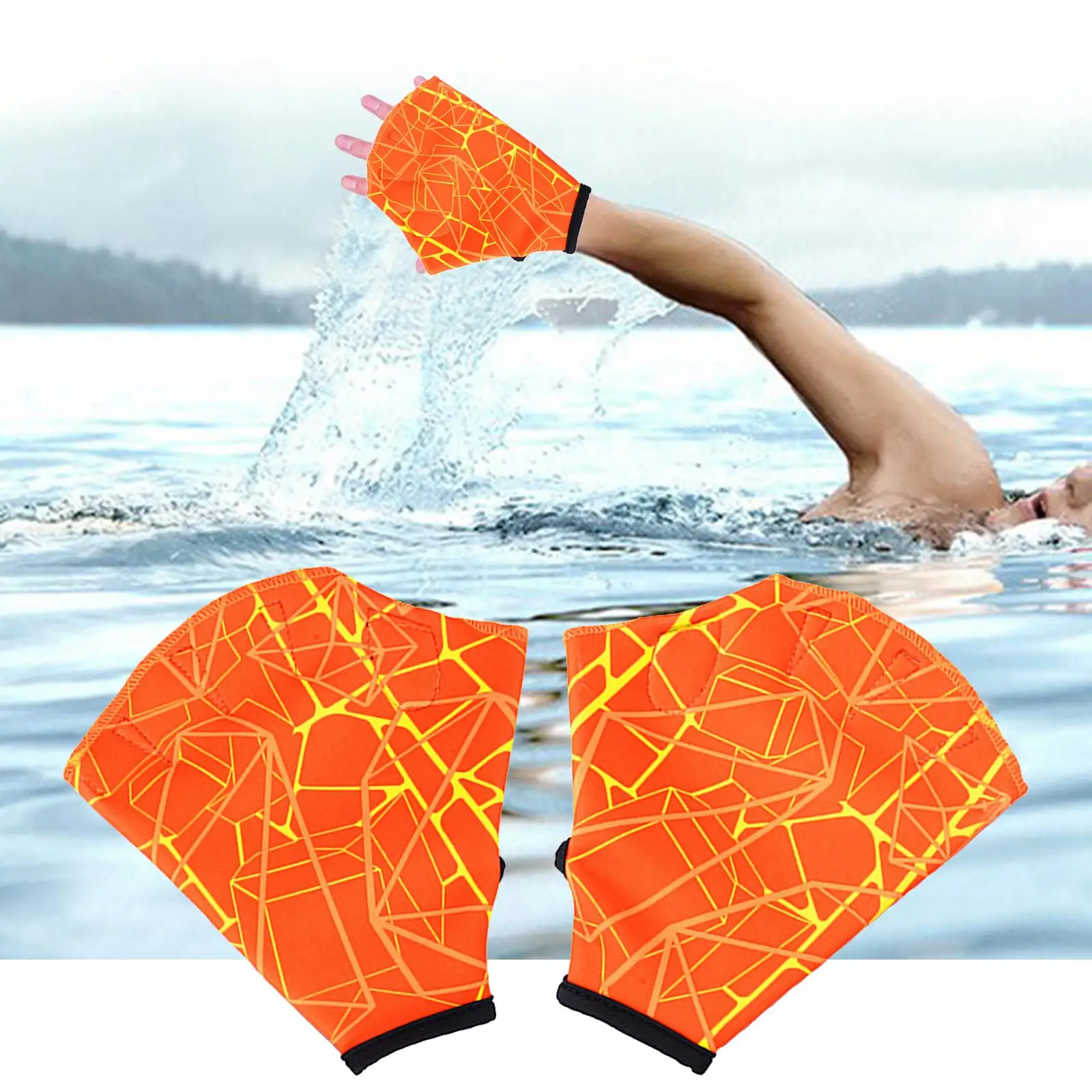 2x Nylon Swimming Gloves Aquatic Swimming Webbed Gloves Water Training Hand