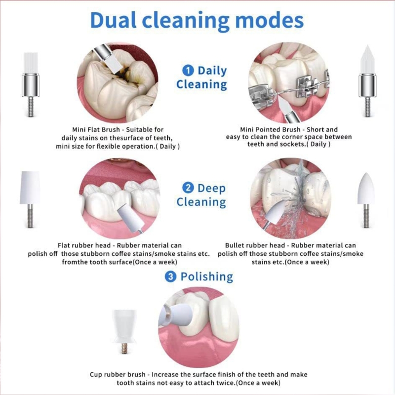 dentes com 5 cabeças substituíveis limpeza manchas placa