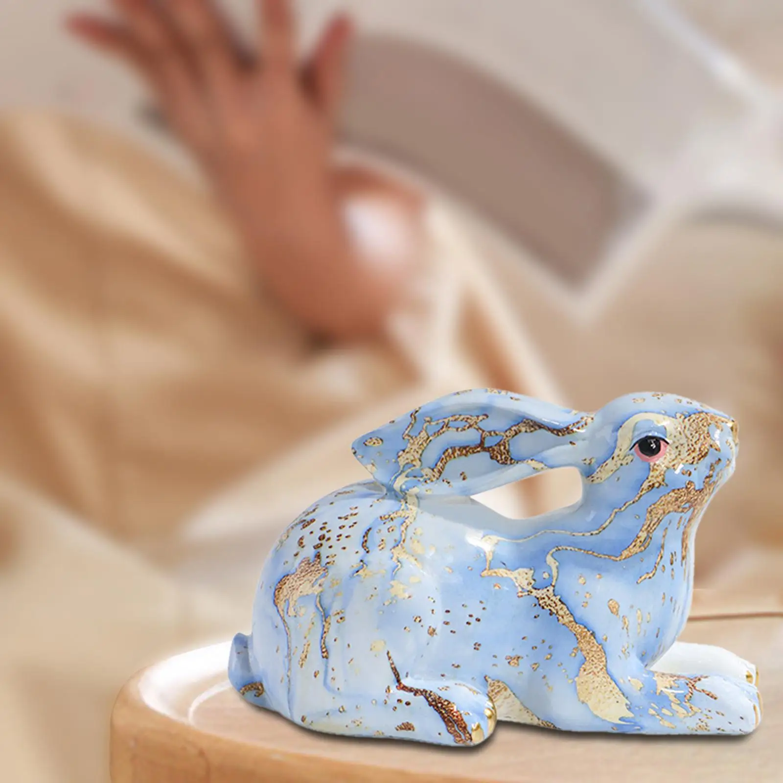 Rabbit Statue Scupture Modern Resin Animal Figurine for Porch Desktop Decor