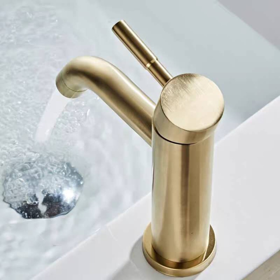 Title 5, Bathroom Brushed Gold Sink Faucet Deck Mounted ...