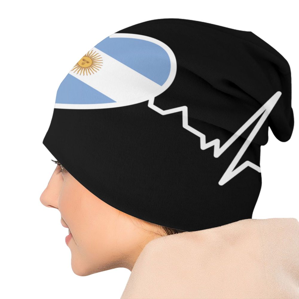 Benutzer definierte Flagge von Argentinien Schädel Mützen Mützen Männer Frauen Unisex Straße Winter warme Strick mütze Erwachsenen Motorhaube Hüte – Detail 11