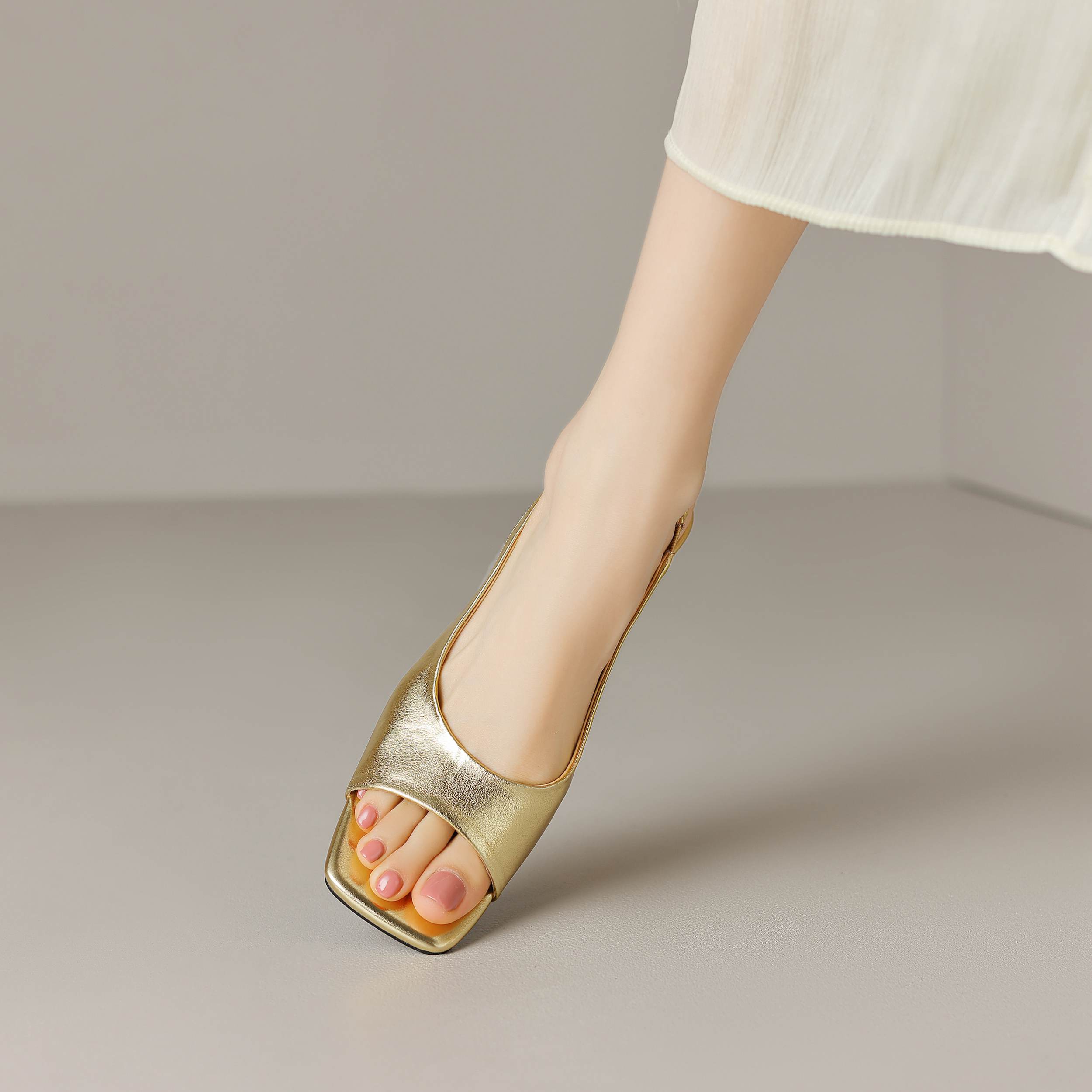 Krazing Pot Cow Leather Slip On Slingback Silver Color Peep Toe Summer Shoes Preppy Style Gorgeous Thin High Heels Sandals Women