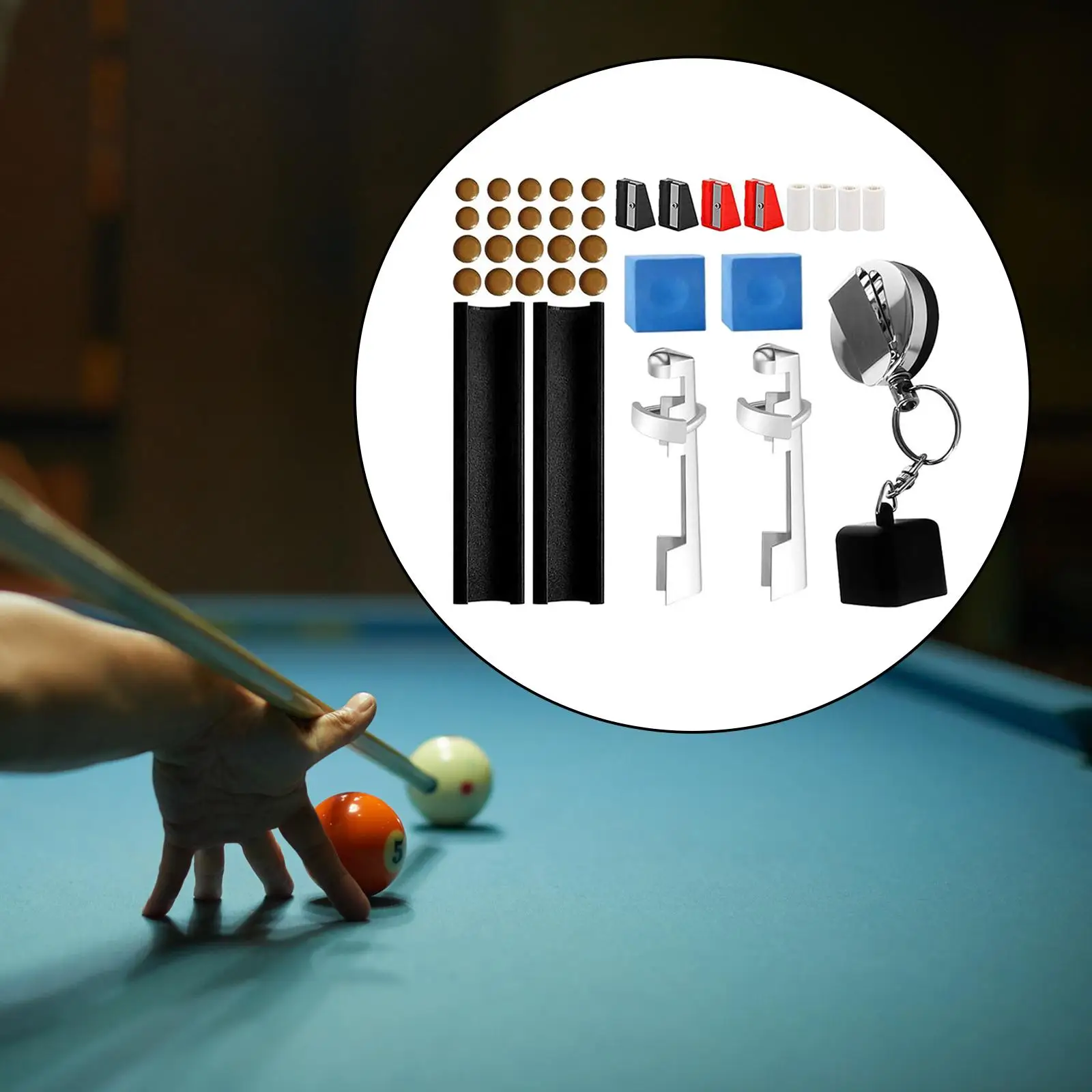 35x Pool Cue Repair Kit Portable Billiards Shaper Snooker Cue Tip Repair Set for Beginners Practice Training Outdoor Sports