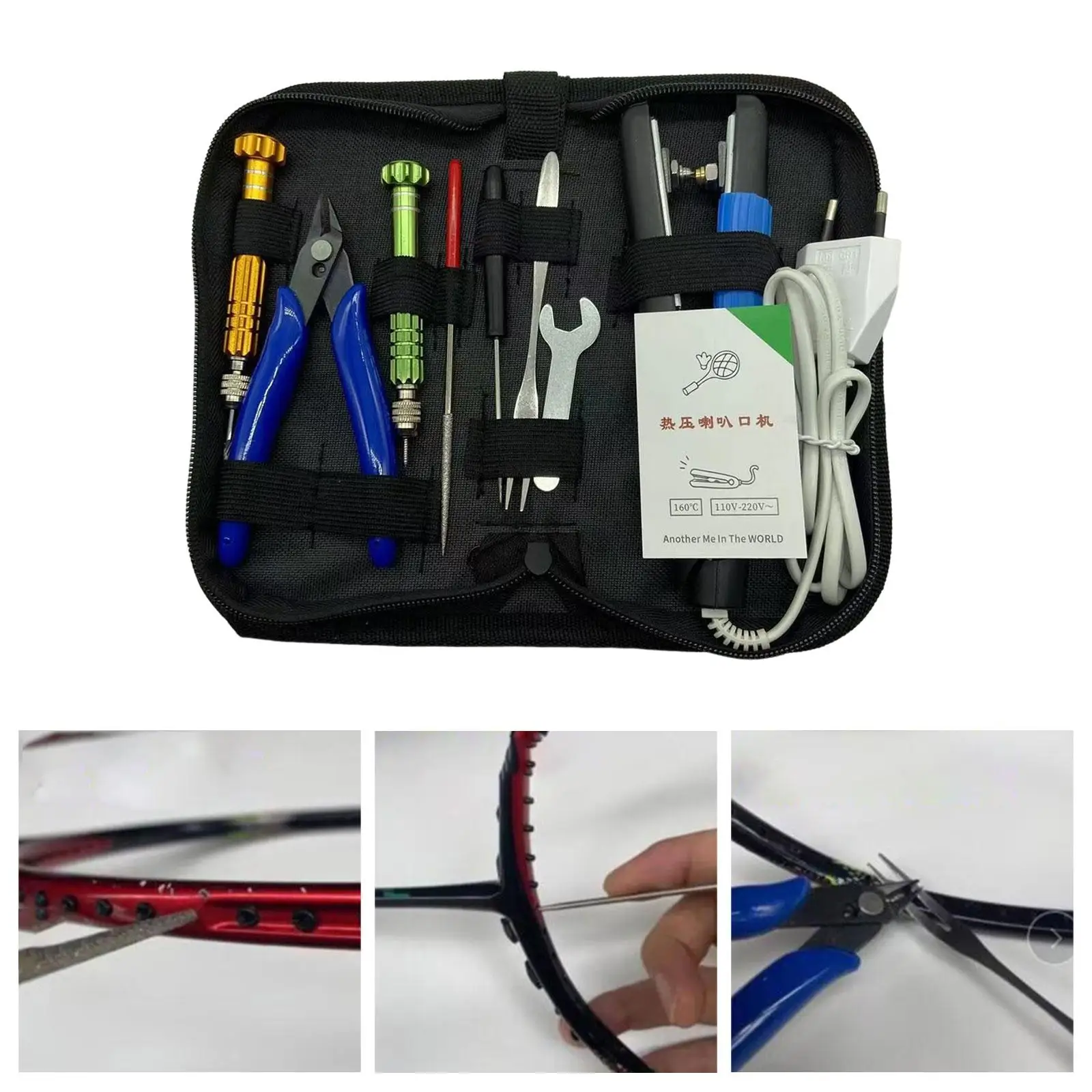 Handheld Heat Press Badminton Racket Pliers Reaming Rod Tennis Racquet Clamp for Tennis Restring Equipment Repairing Repair DIY