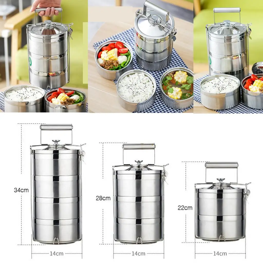 Stackable , Portable Stainless Steel Insulated ,   Food Storage Container  Hikng Camping Travel