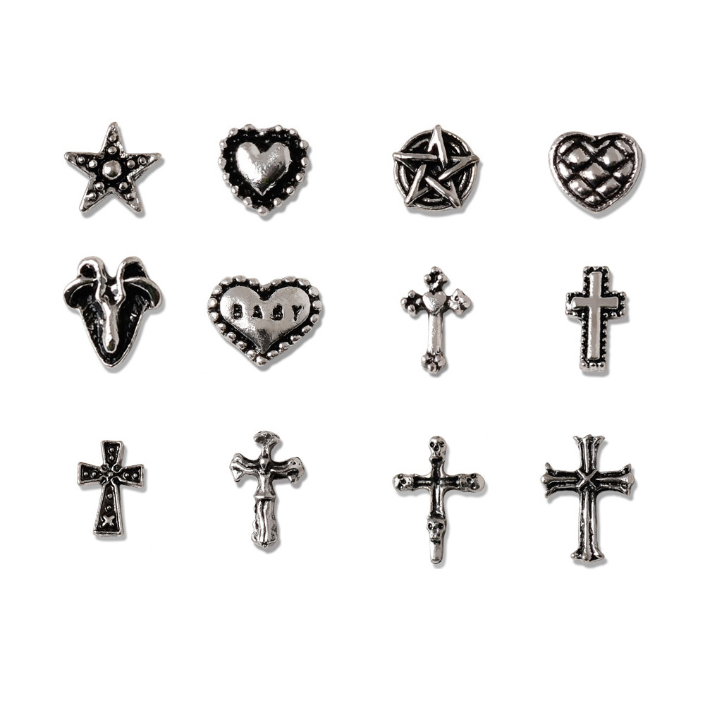 Best of 20pcs Mini Alloy Cross Nail Art Charm 3D Small Chrome Ancient Silver Heart Nail Decoration Jewelry Punk Design Nail Accessories Reviews & Tips