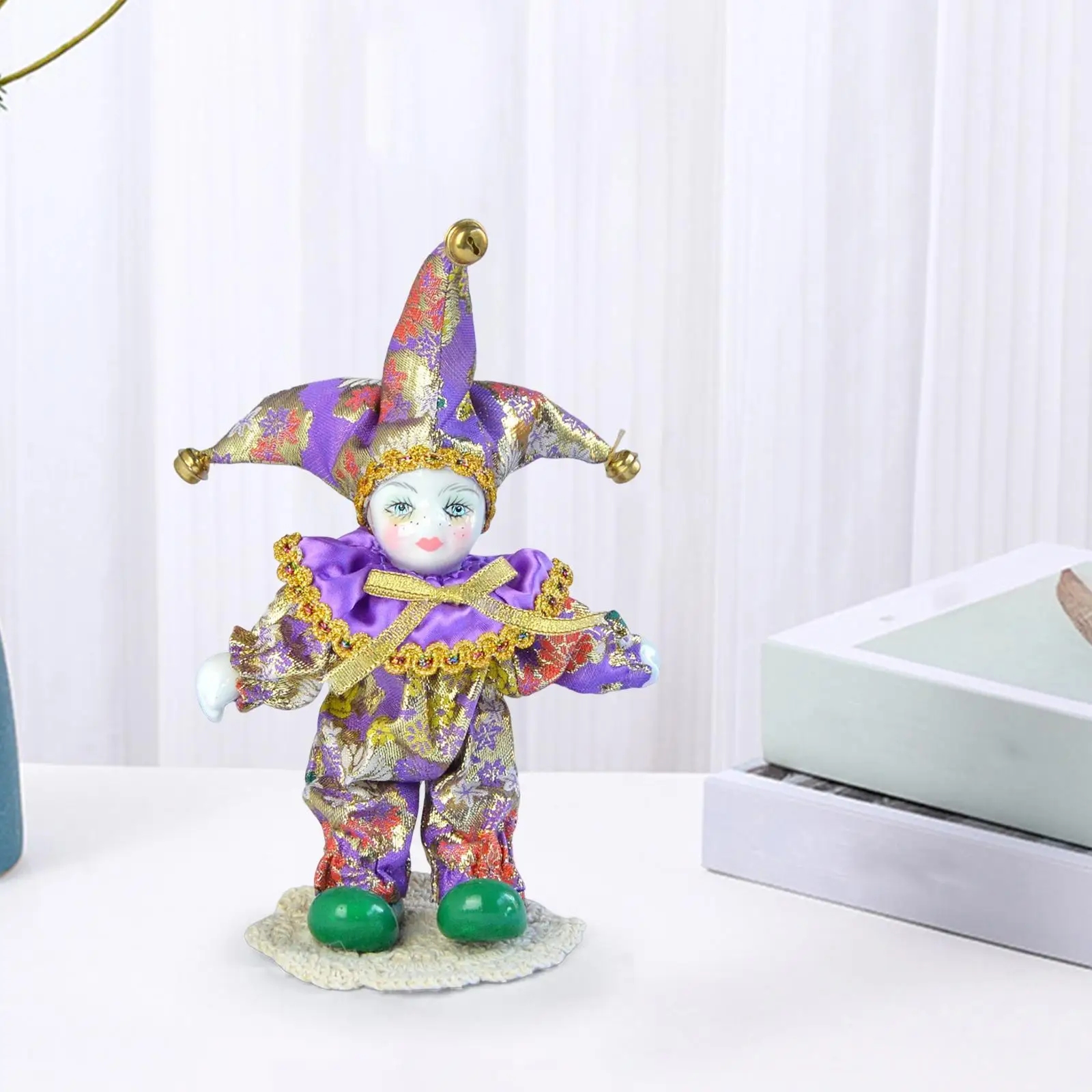 6`` Clown Doll Dressed in Costume Ornament for Holiday Game Prop Kids Toy