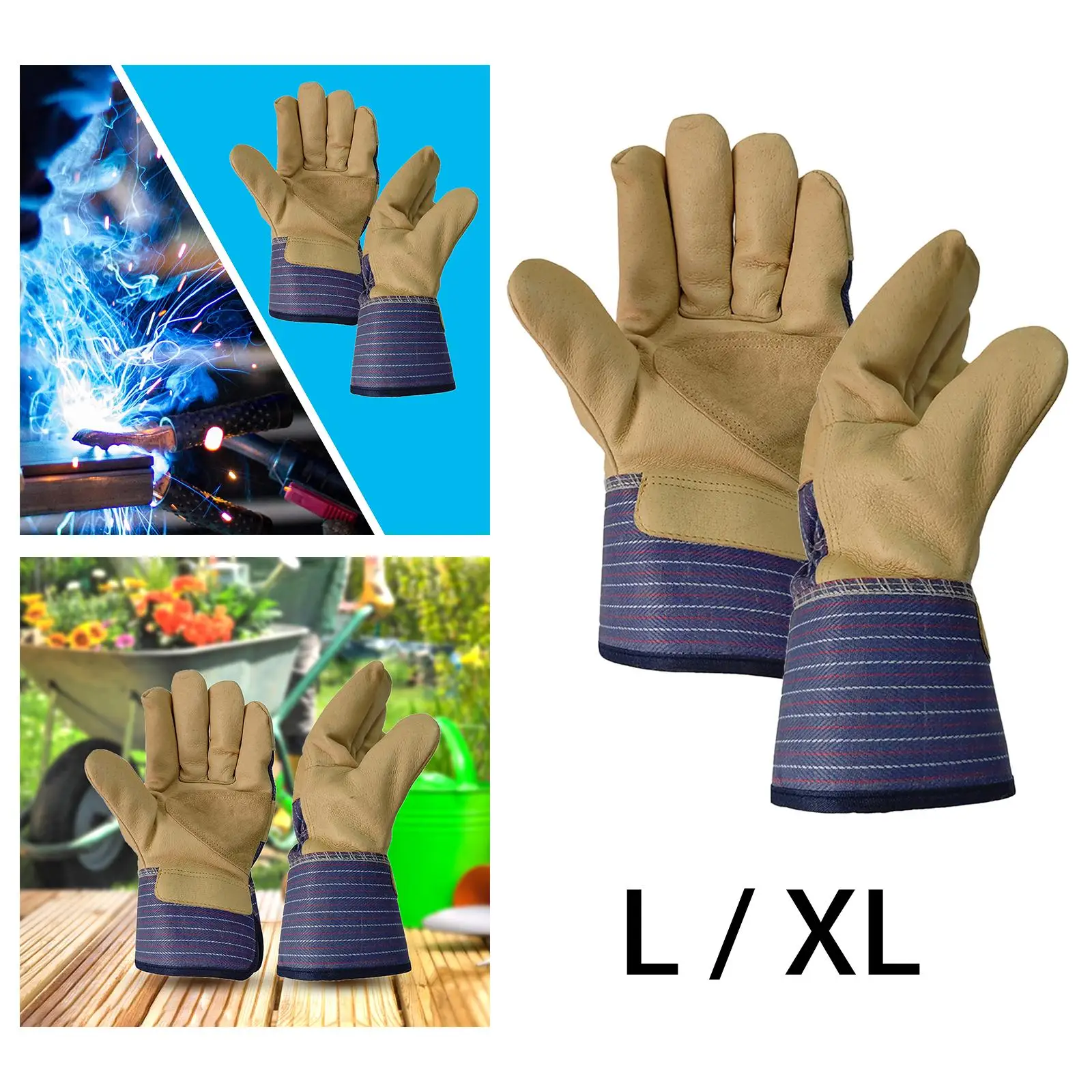 Welding Gloves Anti Slip Soft Flexible Durable Heavy Duty Heat Insulation Protective Gear for BBQ Pot Holder Furnace Warehouse