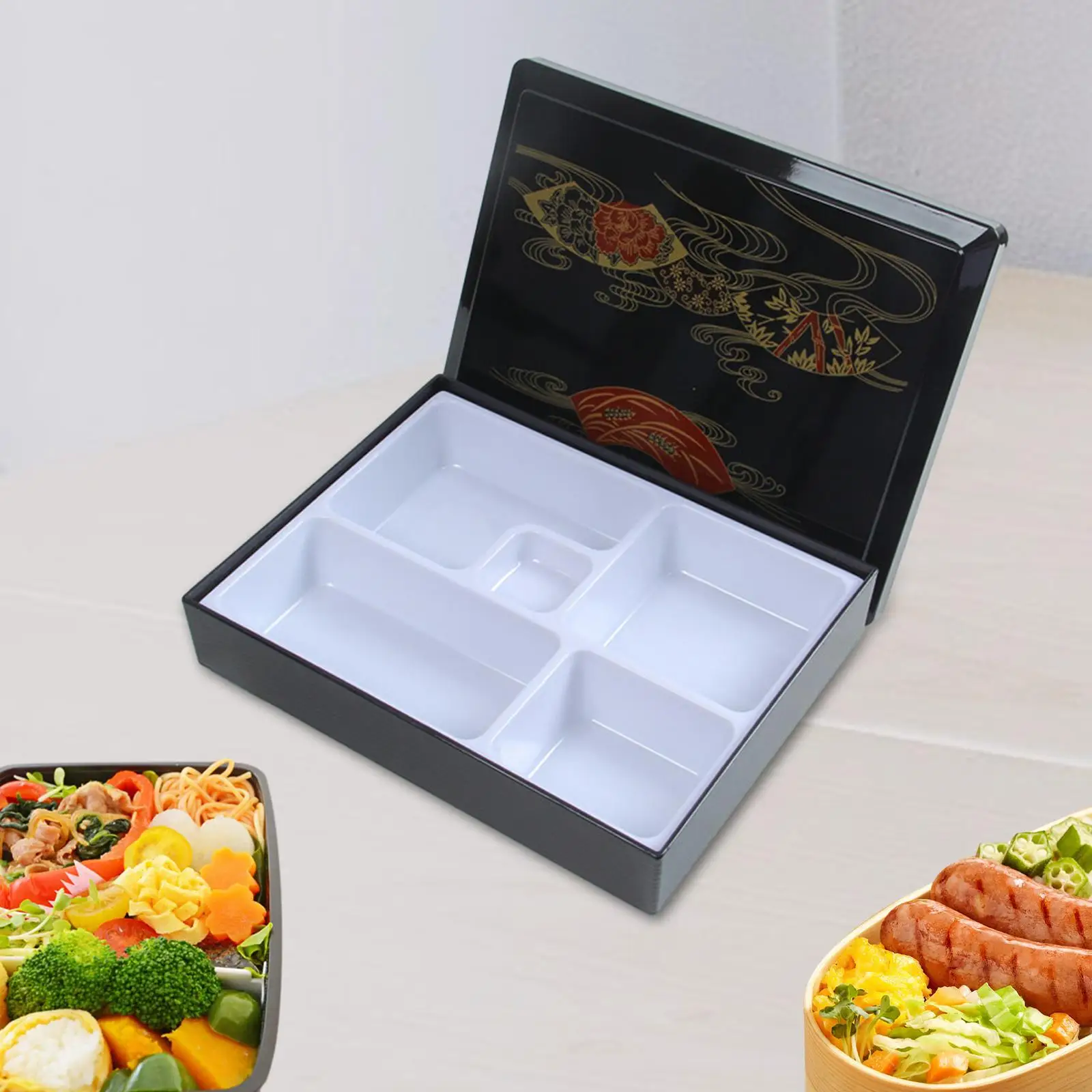 Japanese Bento Box with Lid Lunch Box for Business Sushi, Rice, Sauce Home