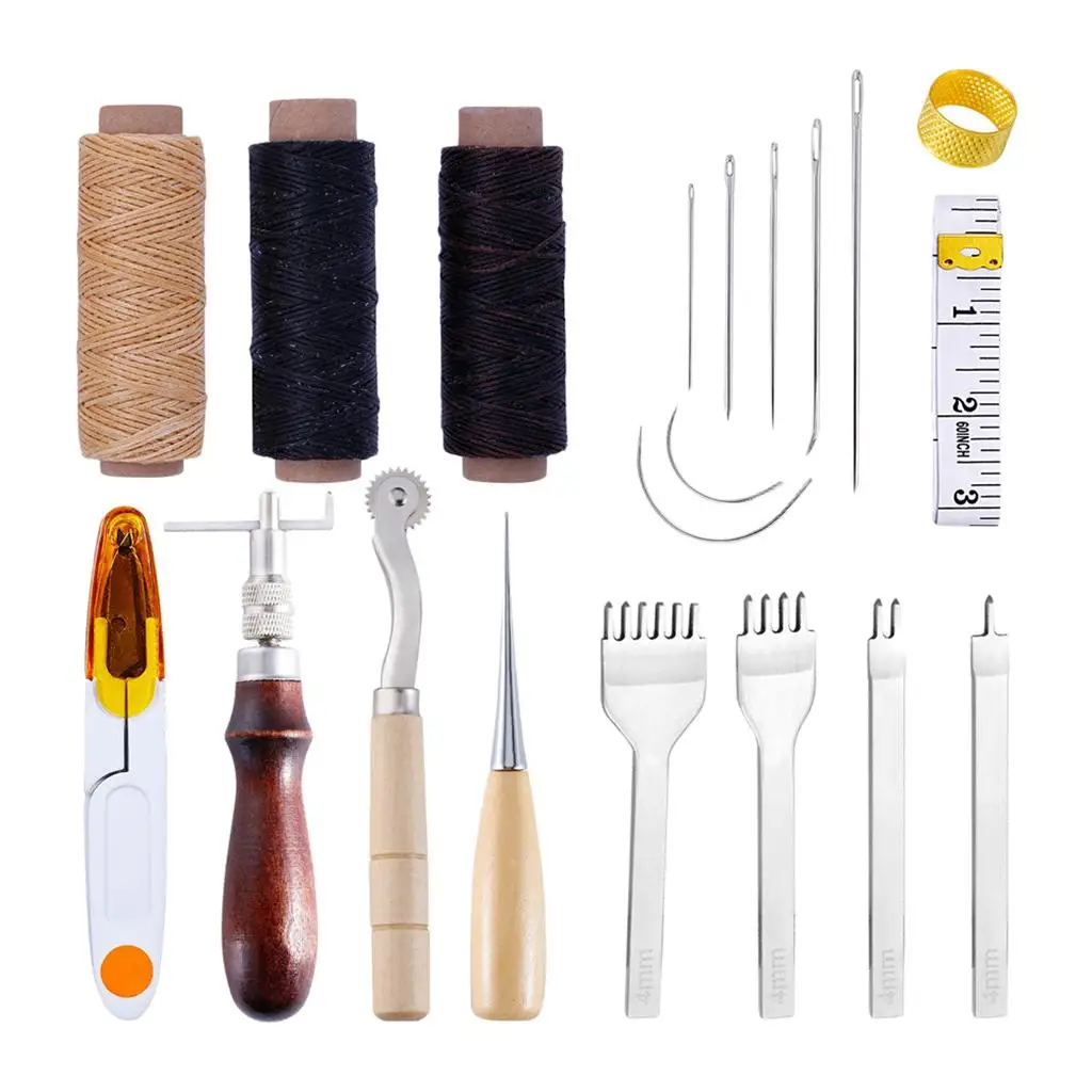 Leather  Tool Kit Stitching Carving Working Sewing 1 Set/20x