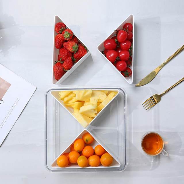 Veggie Tray With Lid 4/6 Compartments Divided Snack Box Container Party  Serving Platter Snack Appetizers Desserts Fruit Tray - AliExpress