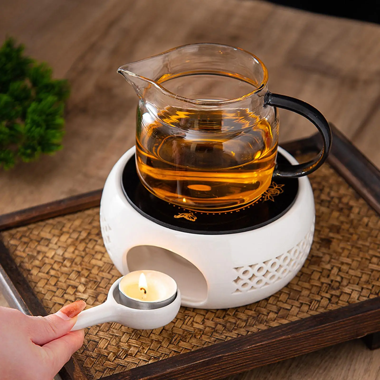 Hollow Teapot Warmer Tealight Tea Heat Pot Holder for Coffee