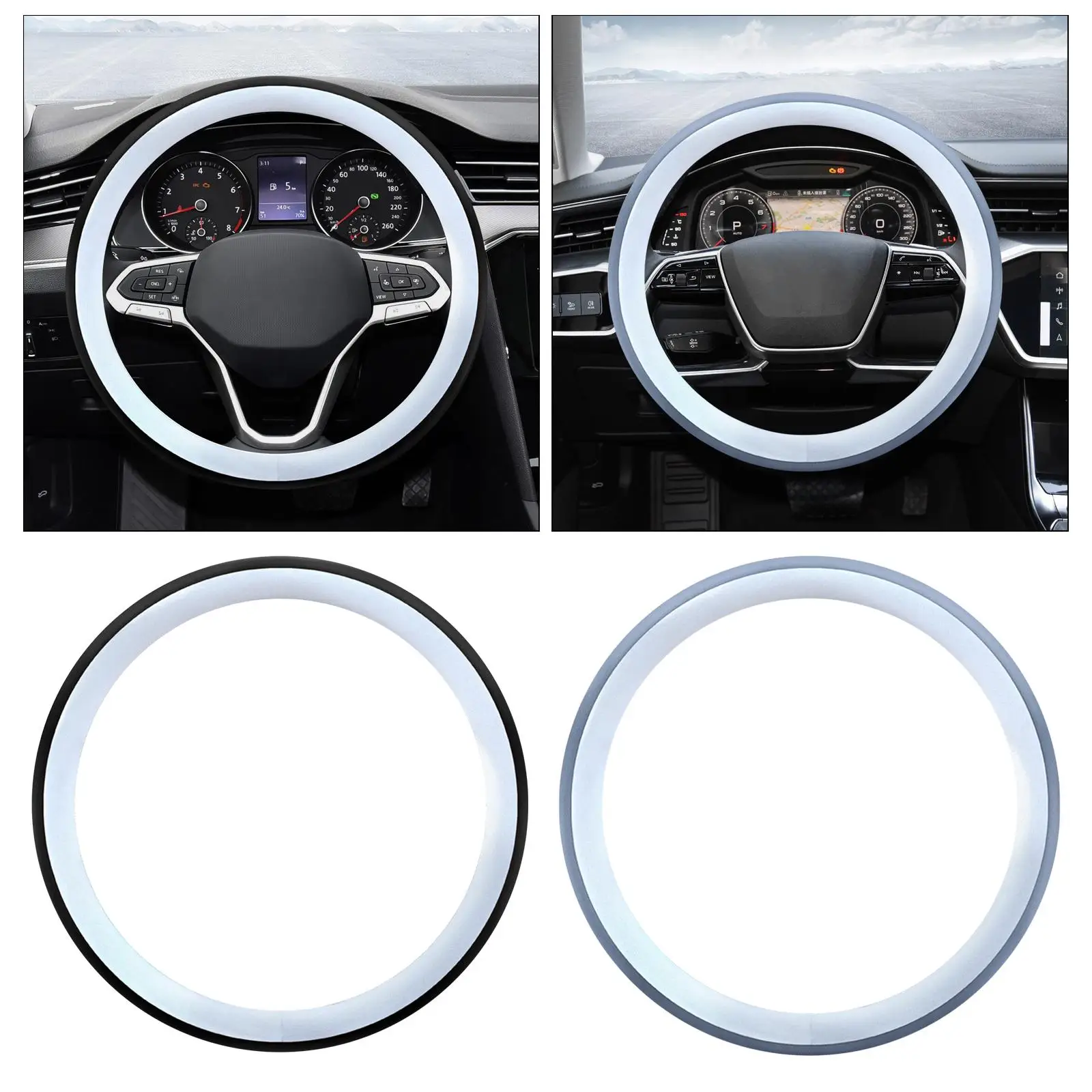38cm Steering Wheel Cover Protector Anti Slip Breathable Universal for Suvs Trucks Interior Accessories Round Protective Cover