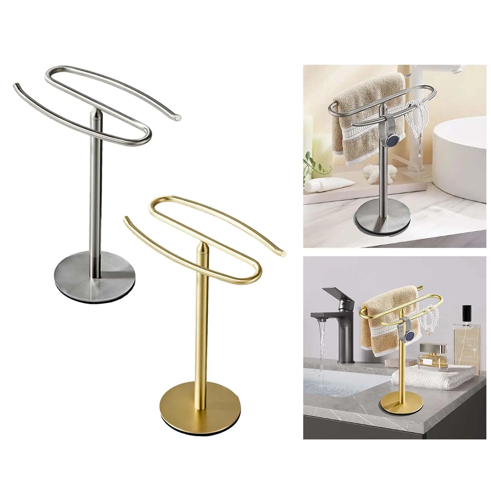Towel Bar Rack Necklace Holder Stainless Steel Heavy Weighted Base Rust Resistant Versatile for Vanity Countertop Accessories