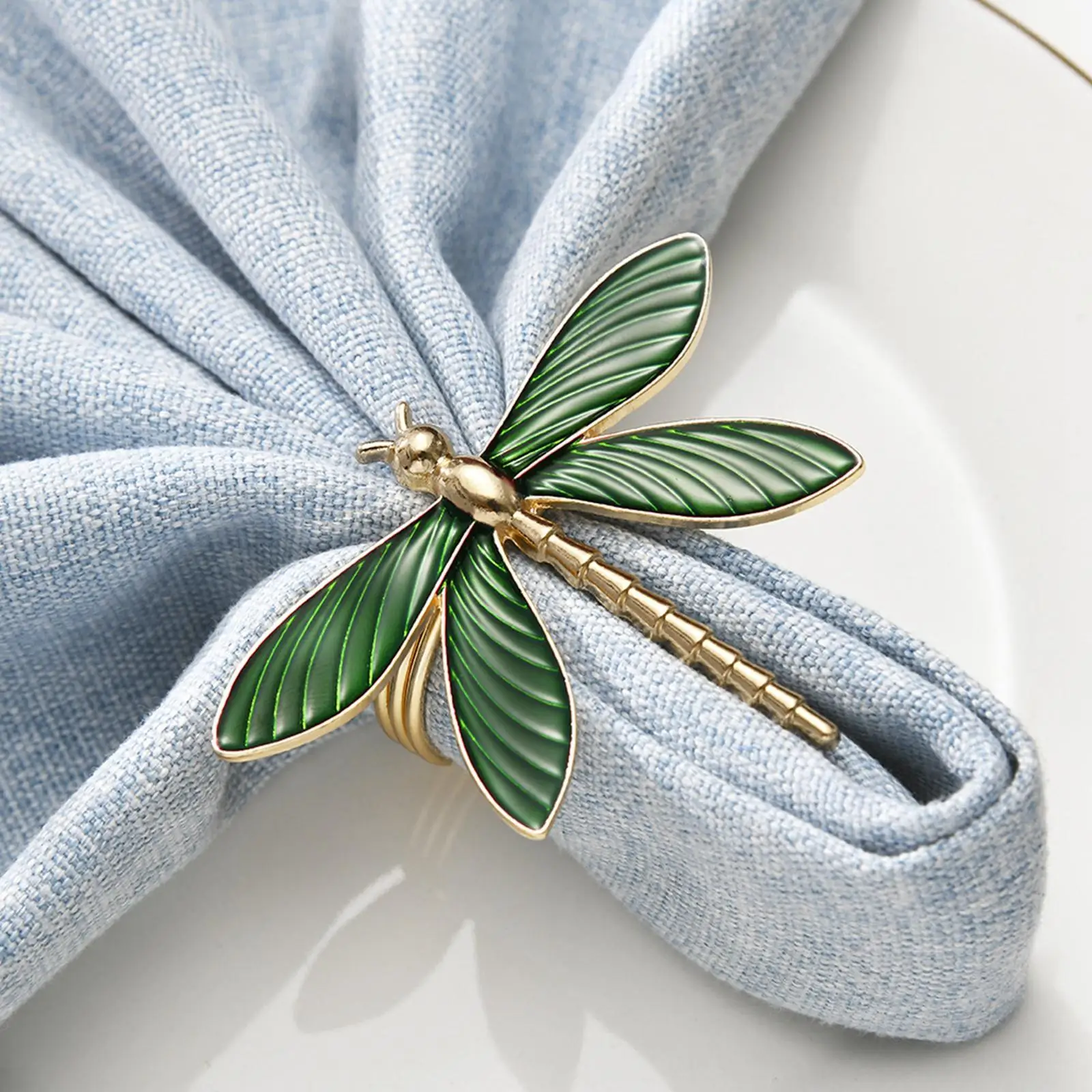 Dragonfly Napkin Rings, Napkin Buckle, Metal Dragonfly Napkin Holders, Table Decoration Rings, for Easter Wedding Party Home