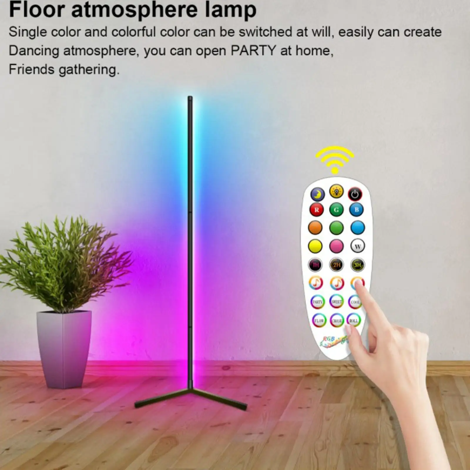  Remote Control  Dimmable Decor Party Ambient Lighting Color Changing Corner Floor Lamp for Home Gaming Room  Coffee