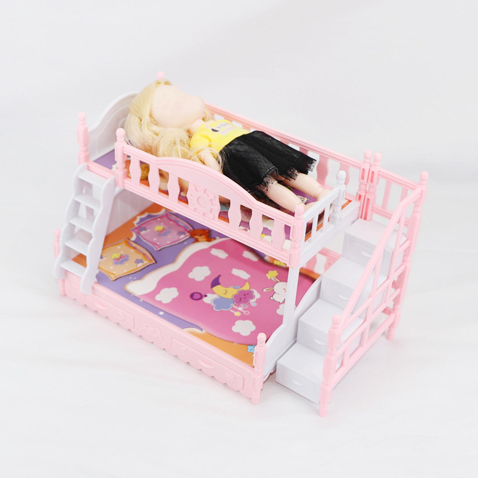 Doll House Furniture 1:12 1/12 Mini Straight Ladder Play House 17cm Double Bed Model Replacemets Bunk Beds Toys for 6+ Years Old