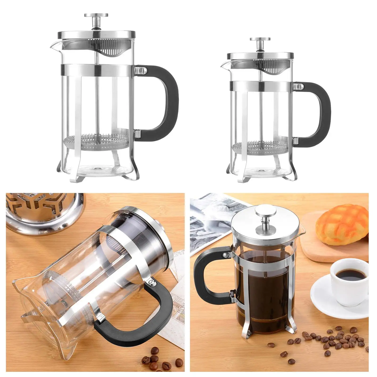 French Press Coffee Maker Insulated Filter Kettle 20/34 Oz Rust Free Heat Resistant Borosilicate Glass Travel