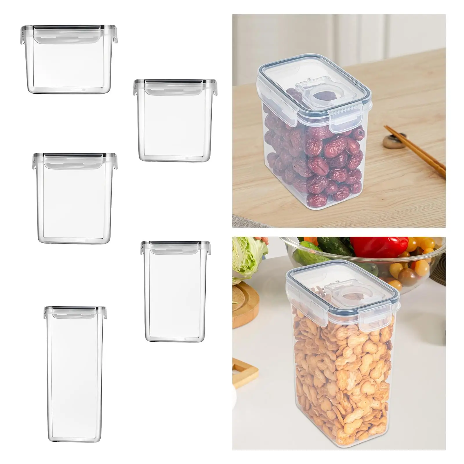 Home Storage Jars with Lid Pantry Stackable Storage Organizer Keeping Box for Sugar Cupboard Spaghetti Freezer Pasta