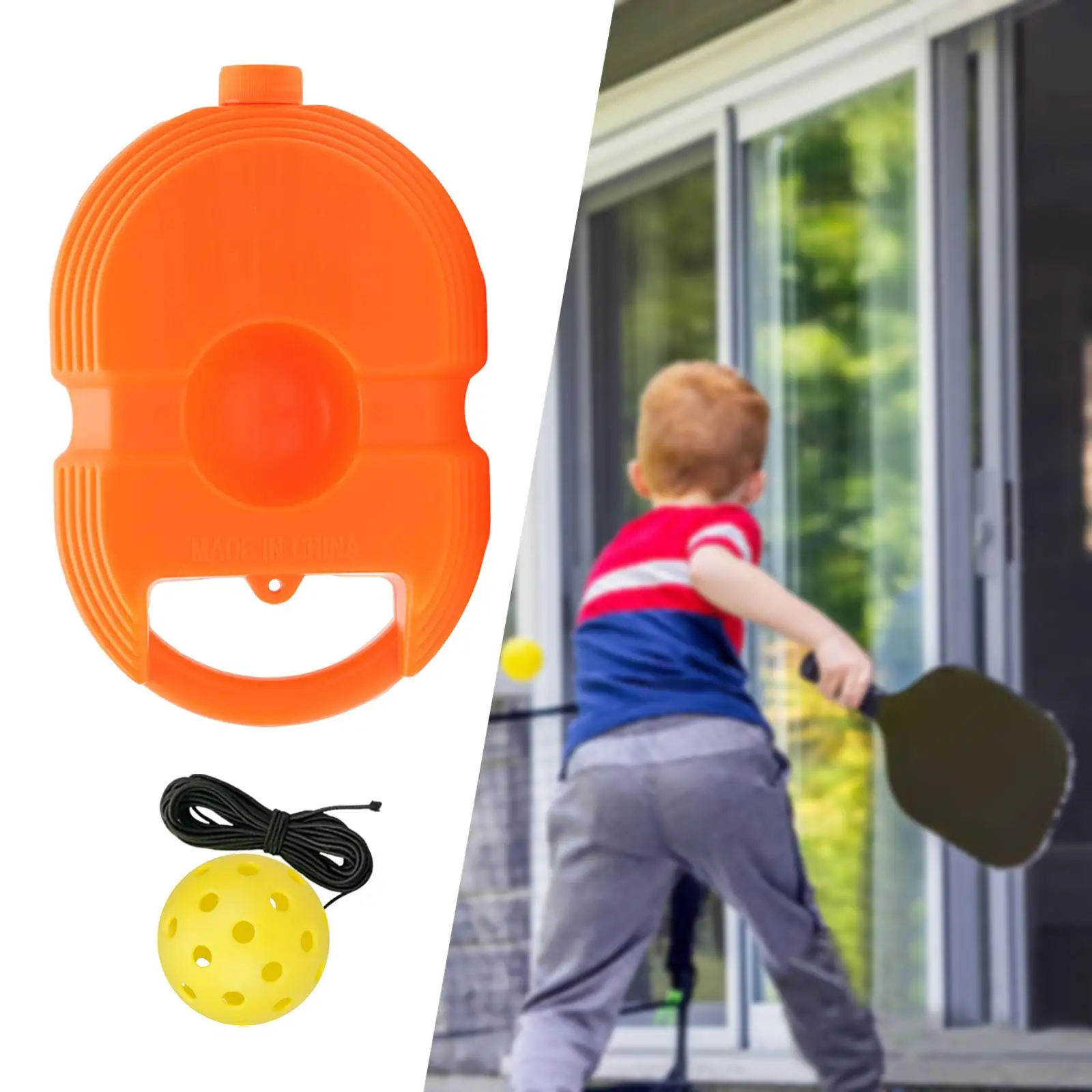 Pickleball Trainer Baseboard with Elastic Rope Portable Pickleball Practice