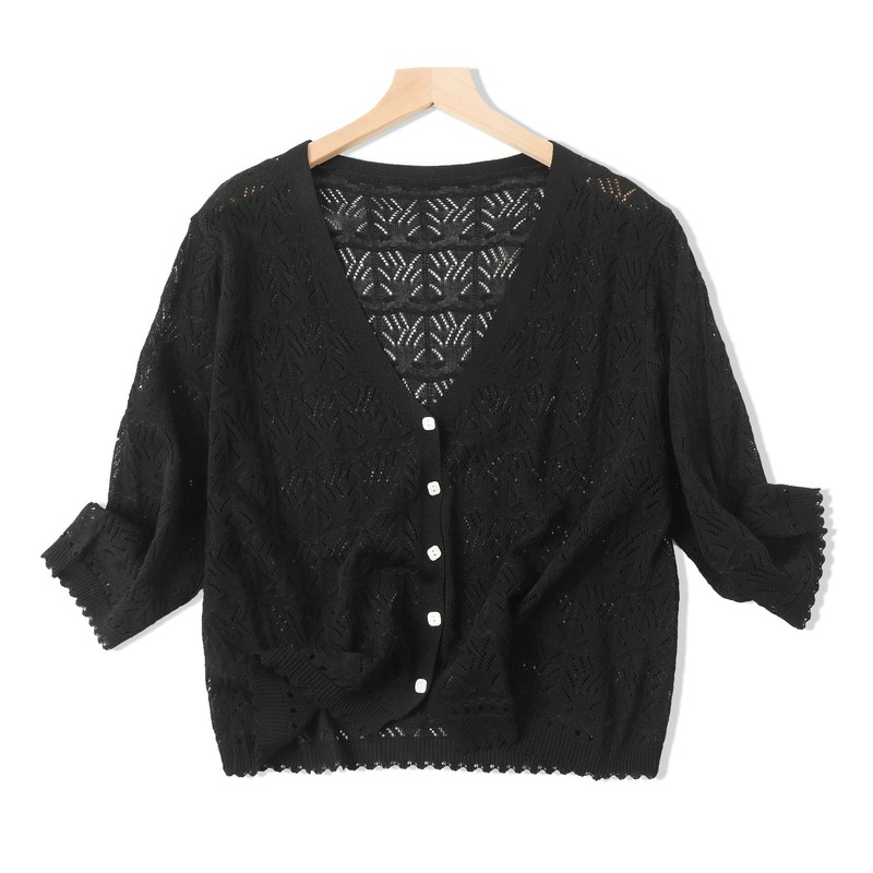 Spring Summer Women's Thin Hollow Knit Cardigan Korean Fashion Top Short Loose Air-conditioned Sunscreen Shirt Grace New