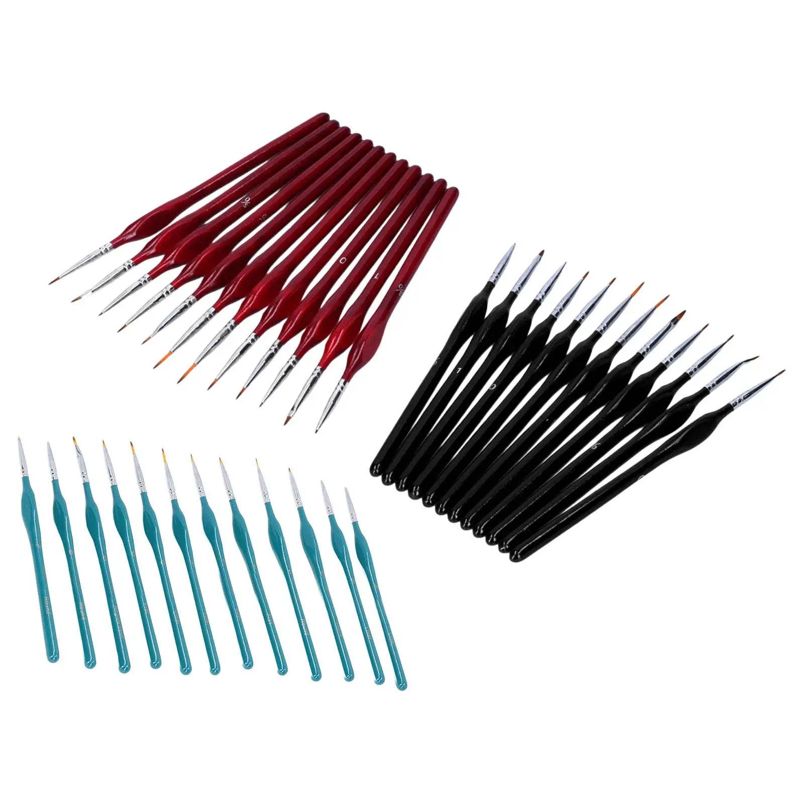 12Pcs  Paint Brushes, Nylon Hair, Wood Handle for Painting Small Details with Oil, Acrylic, and s
