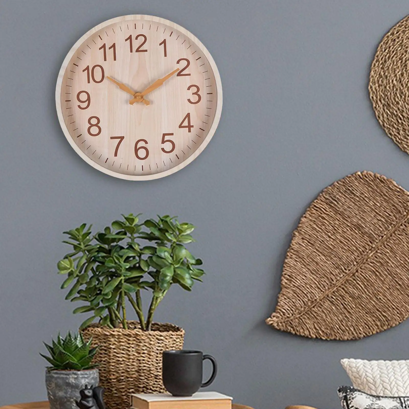 Wood 12in Wall Clock Silent Quartz Minimalism Hanging Watch Elegant Bedroom Hallway Home Dinner Sweep Movement Clocks Decoration