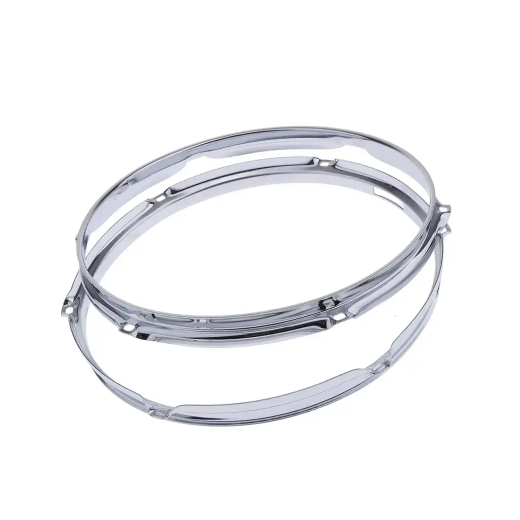 2 Pcs Premium Alloy Steel Snare Drum Hoop Rim 12 inch 6 Holes 1.2mm