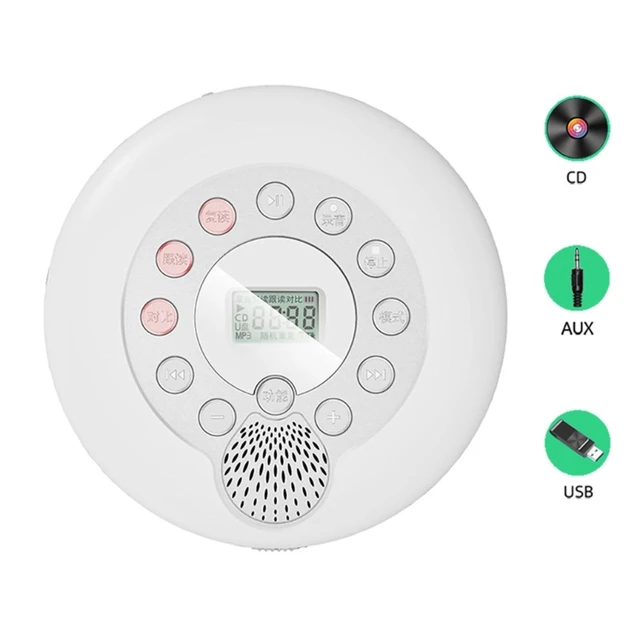 WOKALON Reproductor de CD portátil con auriculares reproductor de CD  recargable portátil con altavoz de sonido de alta fidelidad pantalla LED –  Yaxa Store