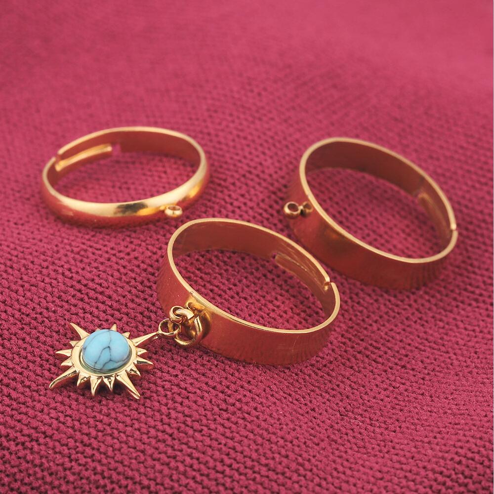 10 stücke Gold-Platte Edelstahl Offene Flugzeug Ring Einstellungen Einstellbare Sturz Ringe Mit Loch für DIY Schmuck Machen liefert – Detail 7