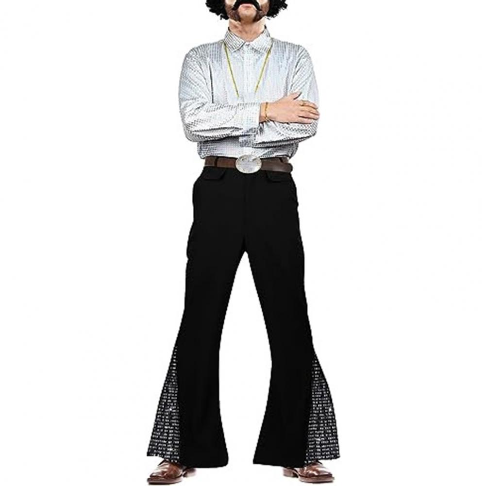 Description Picture 6 of itemMen Stage Performance Trousers Men Bell-bottom Pants Retro Disco Flared Hem Sequin Pants for Men 60s 70s Vintage for Halloween