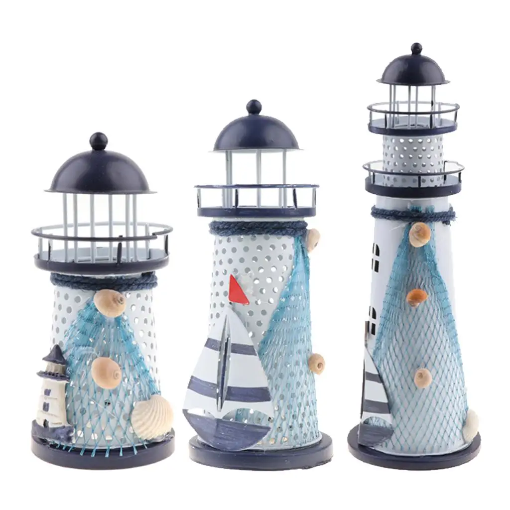 Iron Lighthouse Model Nautical Marine Decoration Table Top Ornaments