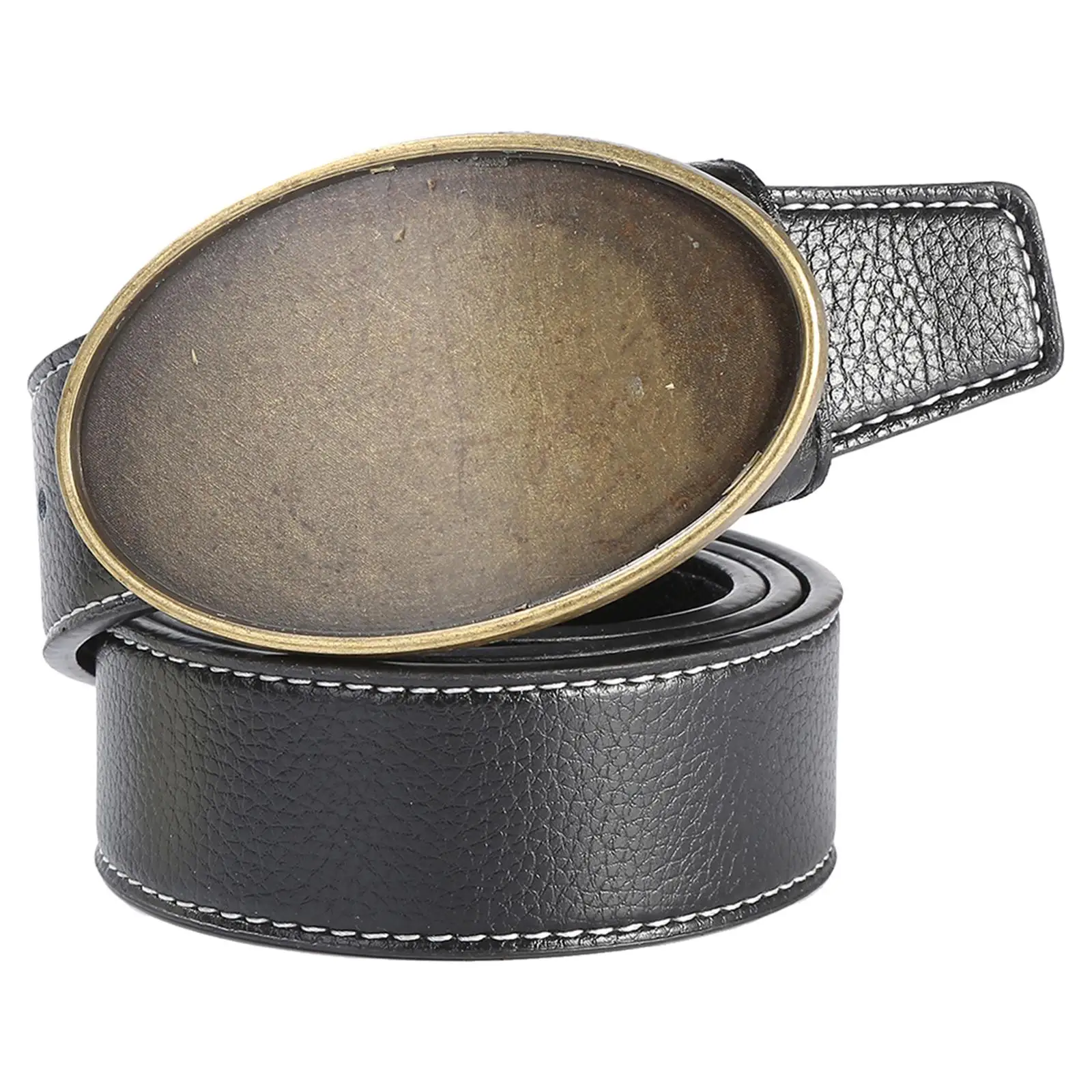 Men`s Belt PU Leather with Buckle Waistband Wild West Cowboy Belt for Work Business Son