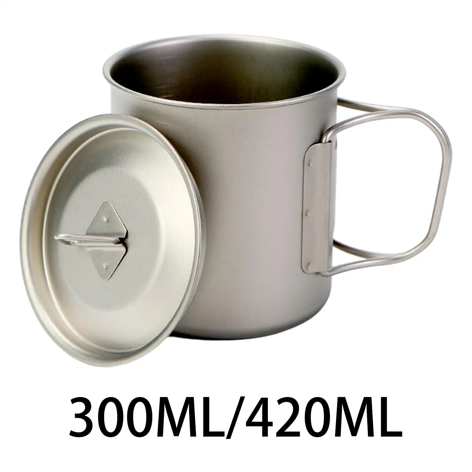 Camping Tea Mug with Foldable Handle Titanium Water Cup for Indoor Outdoor