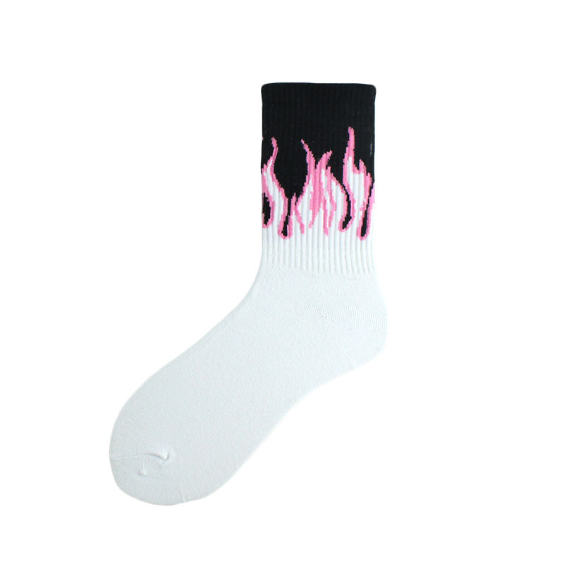 1 Paar Damenmode Hip Hop Hit Color On Fire Crew Socken Red Flame Blaze Power Torch Hot Warmth Street Skateboard Socken – Detail 7