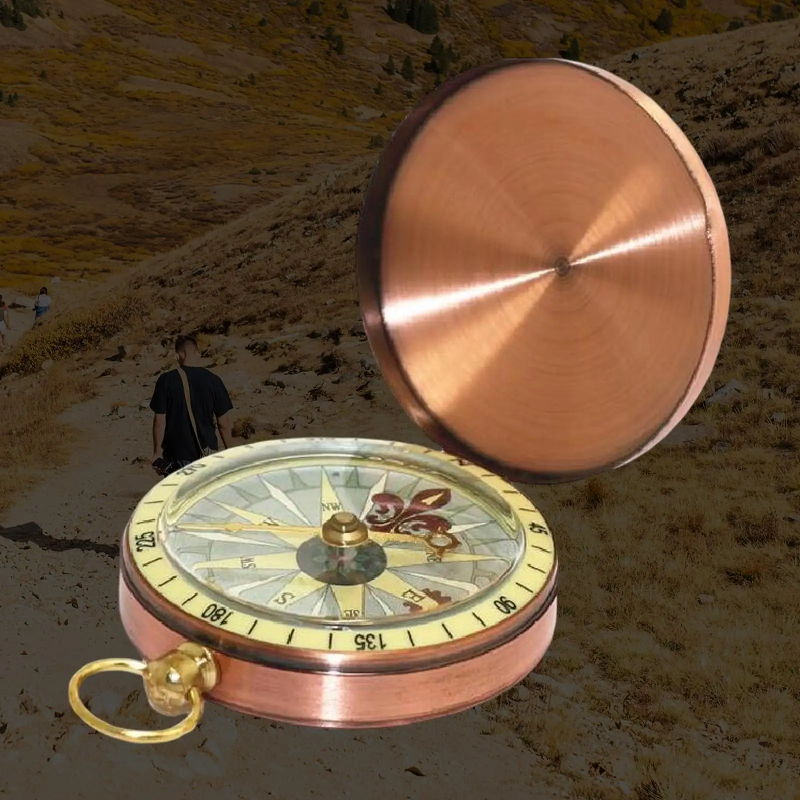 Classic Pocket Copper Compass Portable Clamshell Compass Accurate Handheld for Outdoor Survival Camping Hiking Birthday Gift