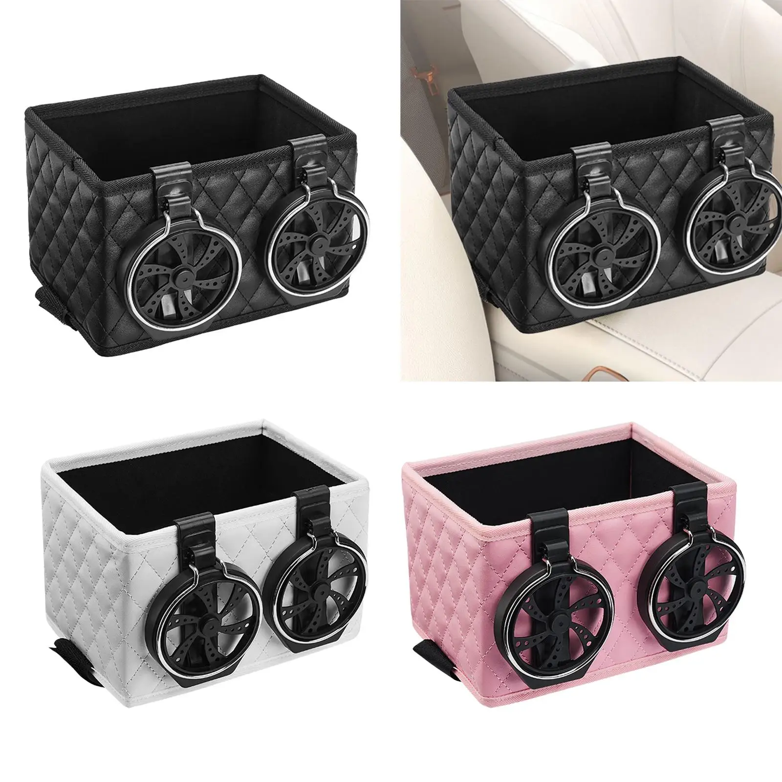 Cup Holder Car Seat Crevice Storage Hanging Tissue Box 2 in 1 Car Armrest