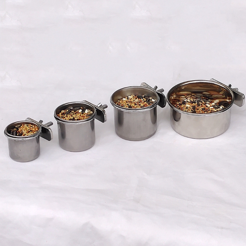 Title 10, Stainless Steel Cup Birds Foods Dish Water Cage...