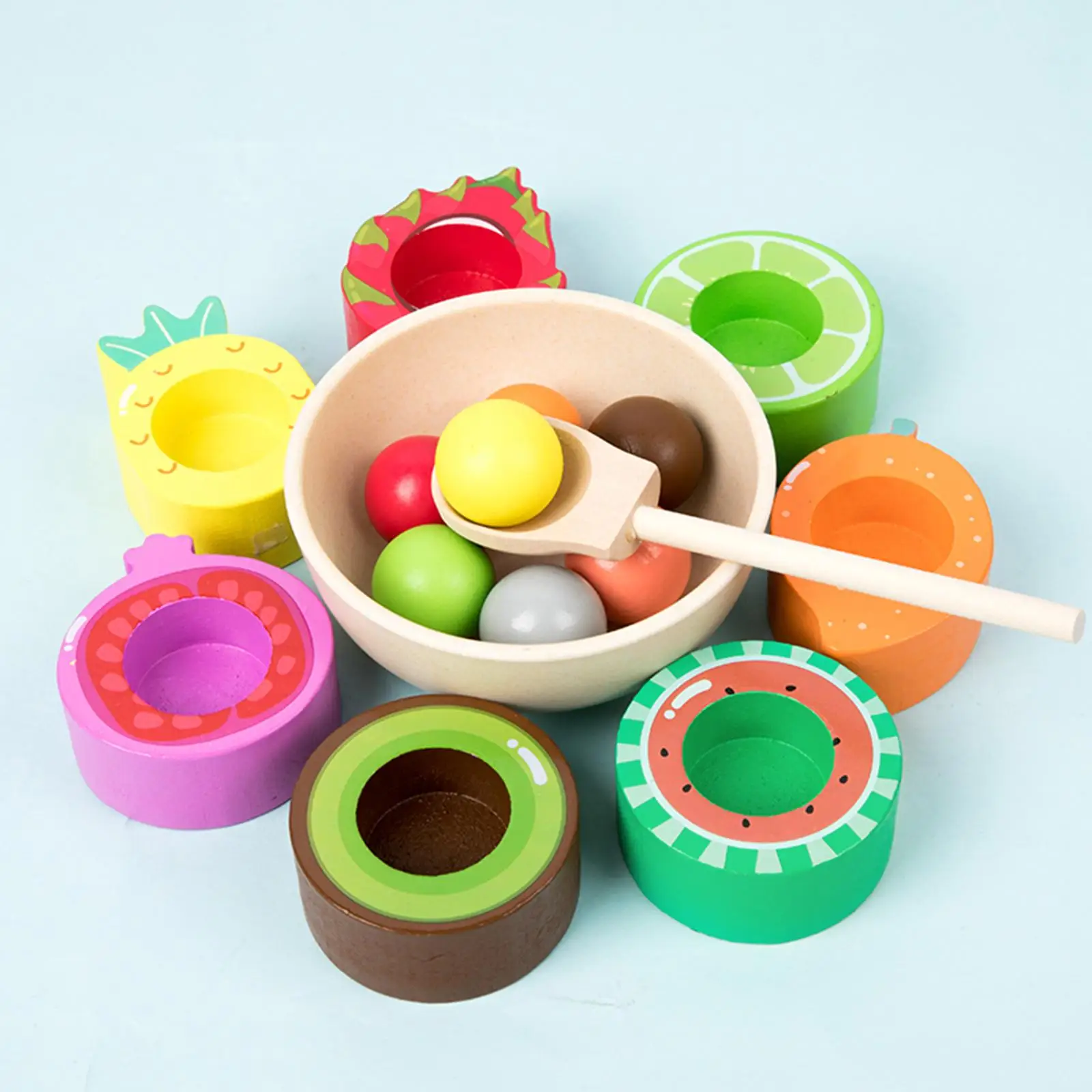 Montessori Toys Wooden Balls in Cups Preschool Sensory Toys Colorful Balls Color Sorting for Age 3 4 5 6 Boys Holiday Gifts