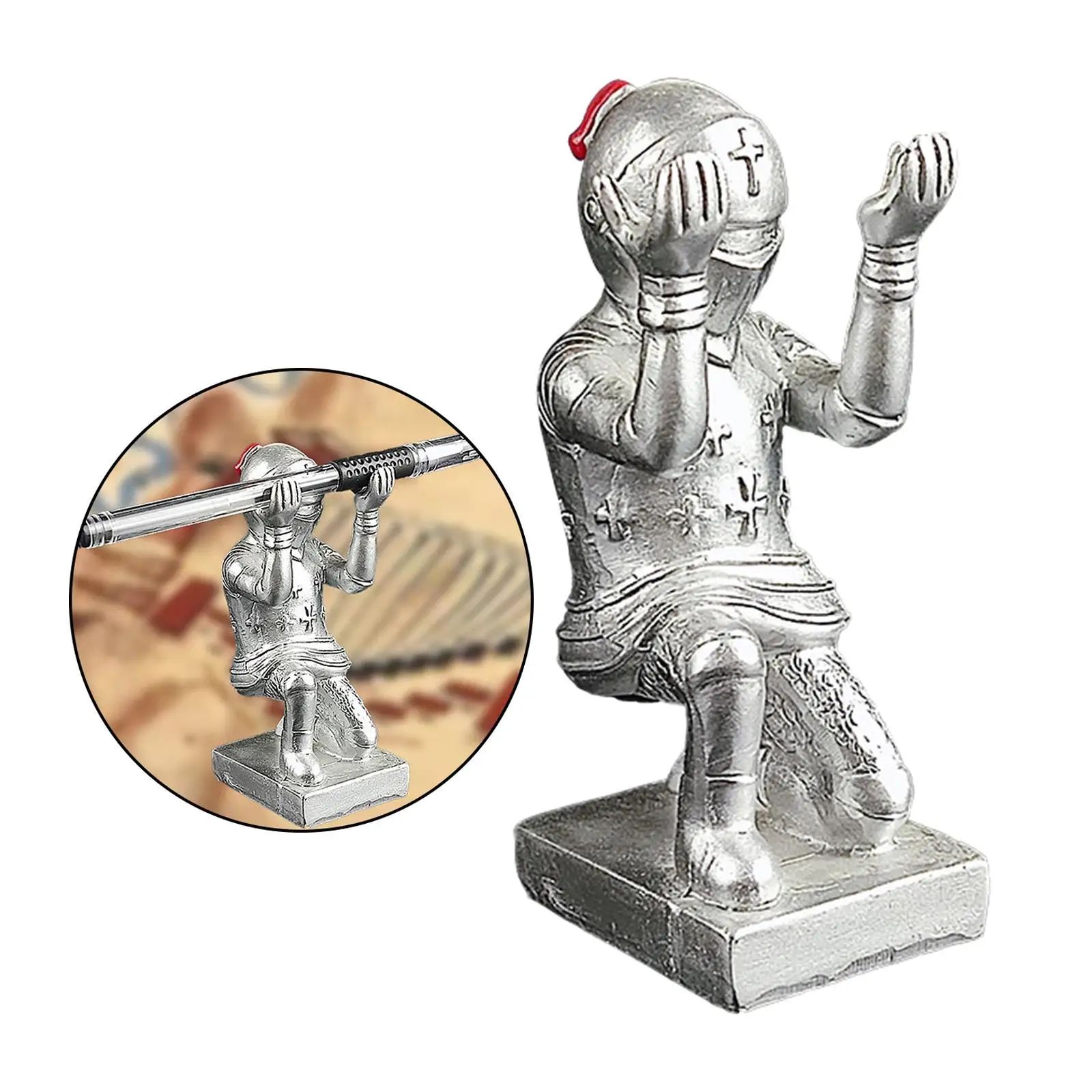 Novelty Knight Pen Holder Figurine Collectible  Desk Organizer Stand Display Decorative Home  Drawing  Accessories