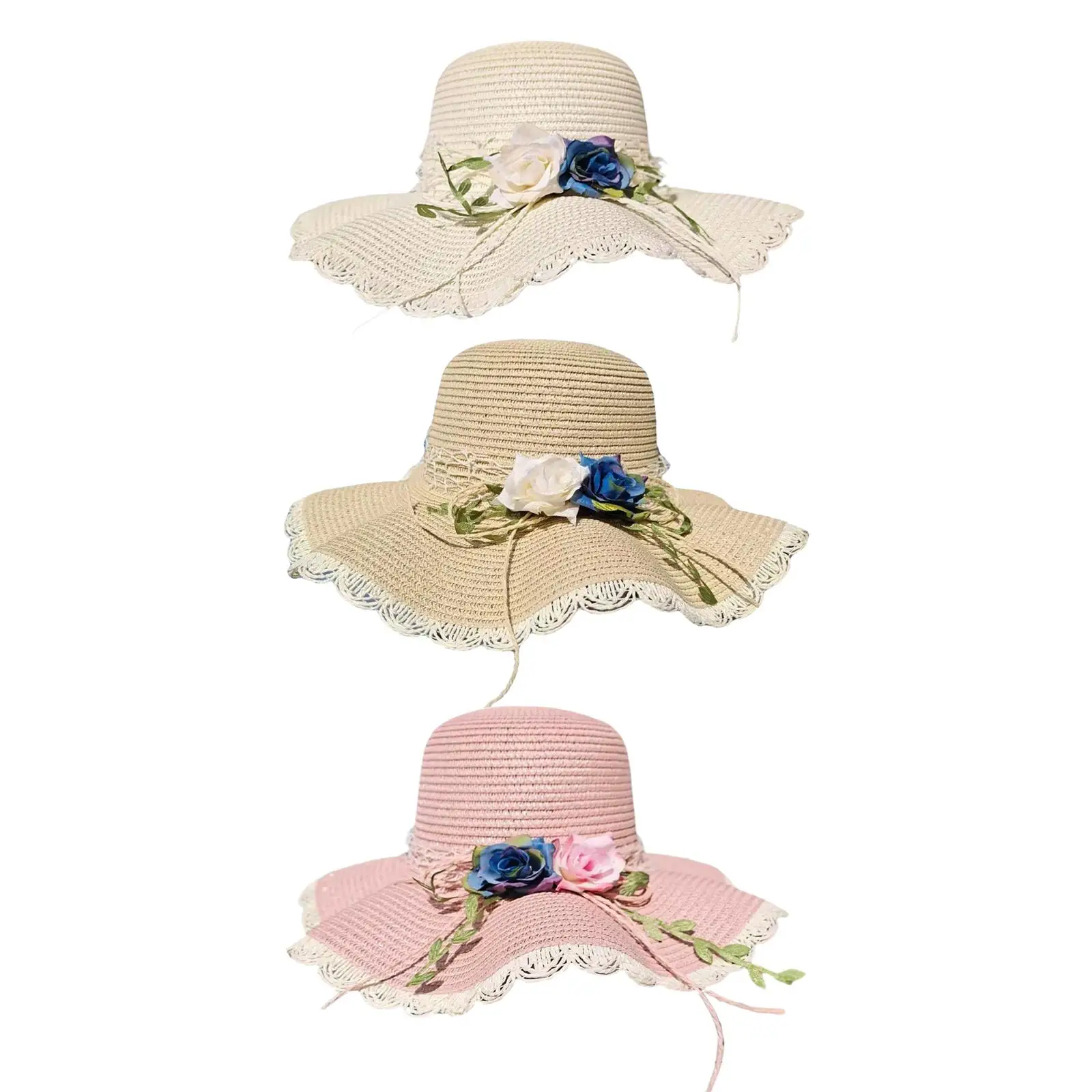 Straw Hats Women Wide Brim wave brim design Women Hats Summer Fashion for Partie