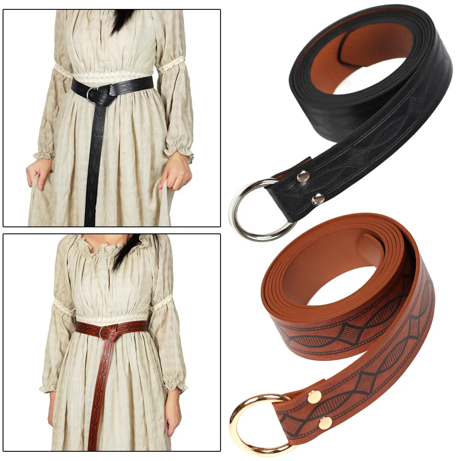 PU Leather Belt Costume Accessories Waistband Medieval Knight Waist Belt for Slacks