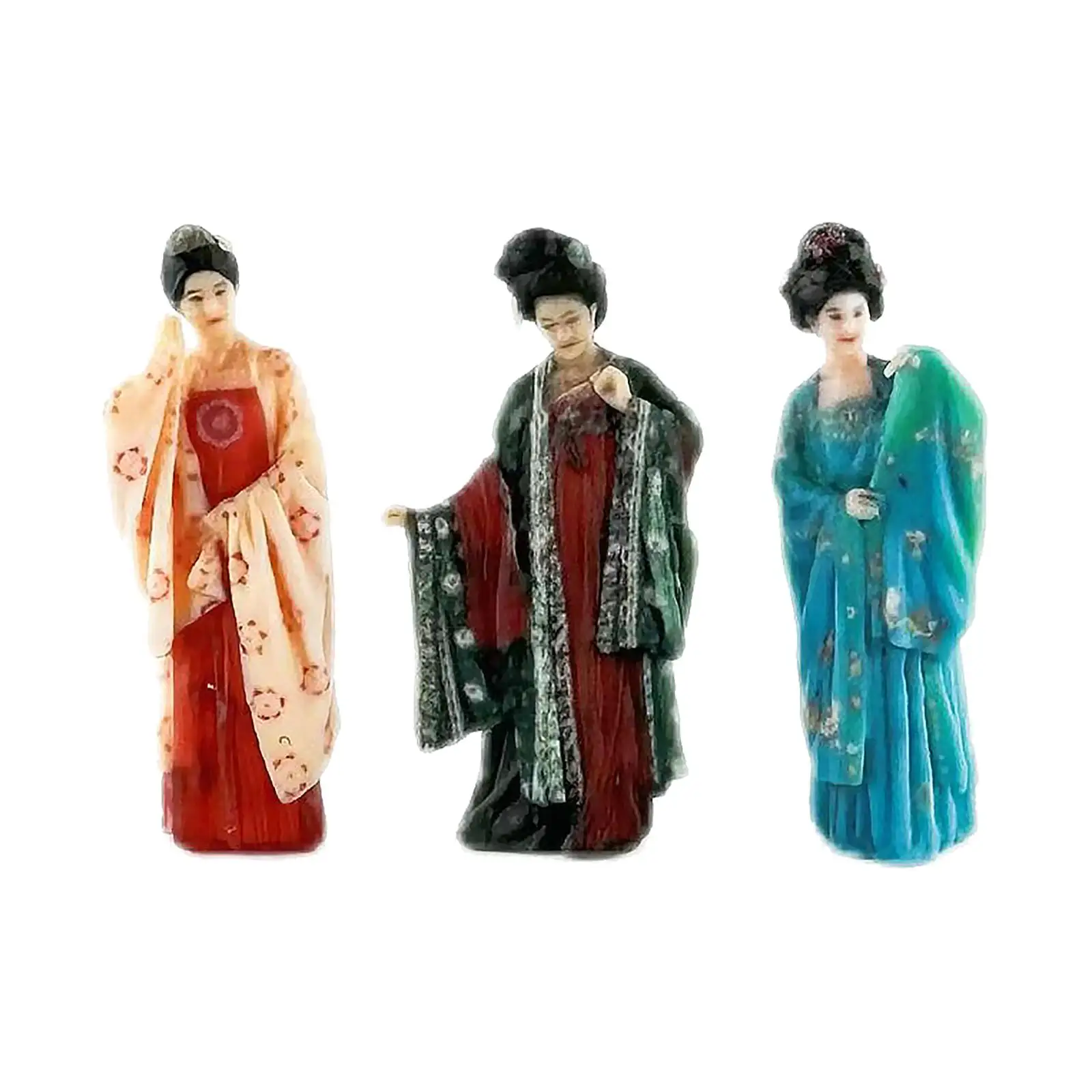 1:64 Miniature Model Figures Handpainted China Ancient Doll Statue Ancient Beautiful Women Statue for Scenery Landscape Layout